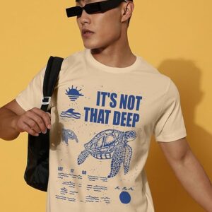 Veirdo® Regular Fit Half Sleeves Round Neck Arizona Typographic Printed Pure Cotton T-Shirt for Men