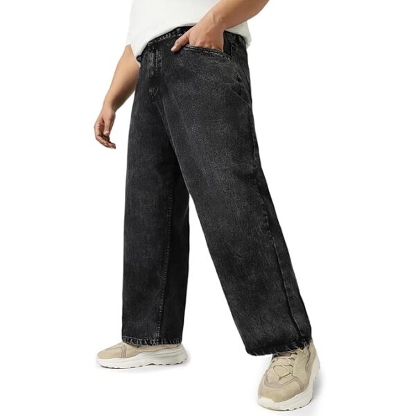 Urbano Plus Men's Loose Baggy Fit Washed Jeans Non-Stretchable - Image 4